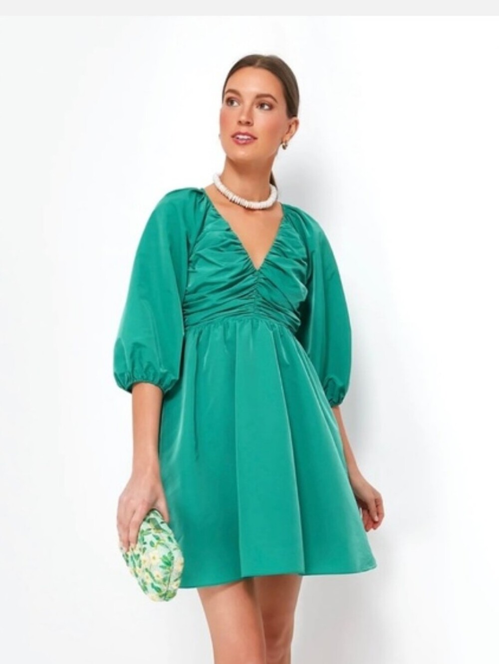 Hyacinth House Green Ruched Genevive Formal Mini Dress Size L NWOT